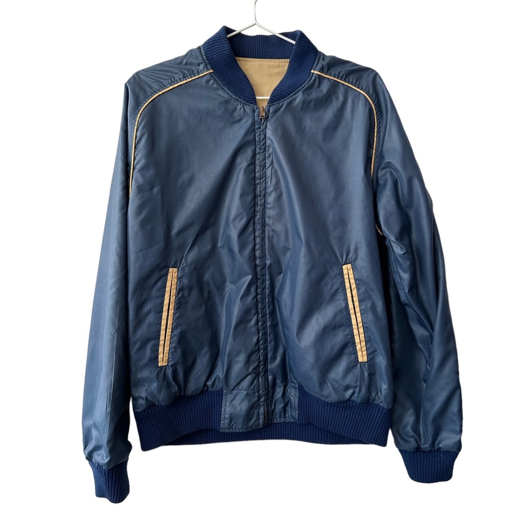 Vintage 80s Pro Am Blue and Tan Track Jacket size Medium